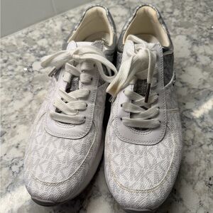 Michael Kors Gray, Silver and White Sneakers